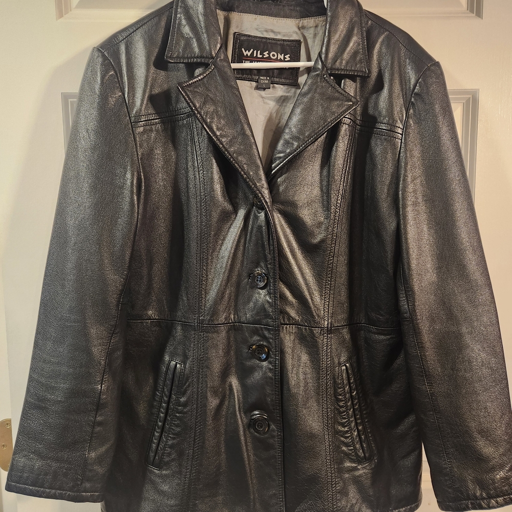 Wilson Women's Shiny Black Leather Jacket